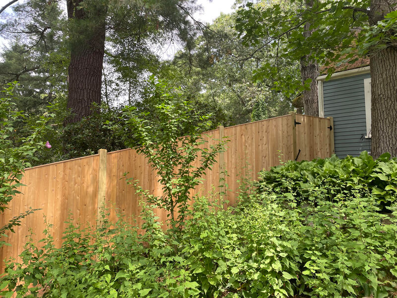 Custom Cedar Fence Installed at Northern Lights Farmstand in Wenham, MA